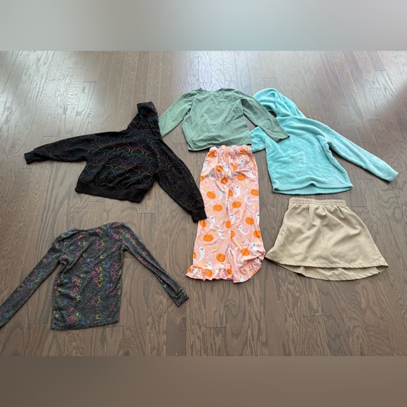 girls clothes lot size 10/12 carebear unicorn hoodie pumpkin pants shirts - Picture 11 of 16